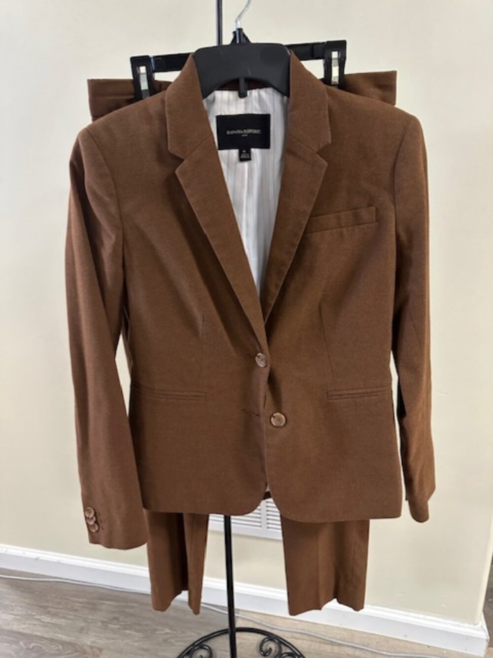 brown suit